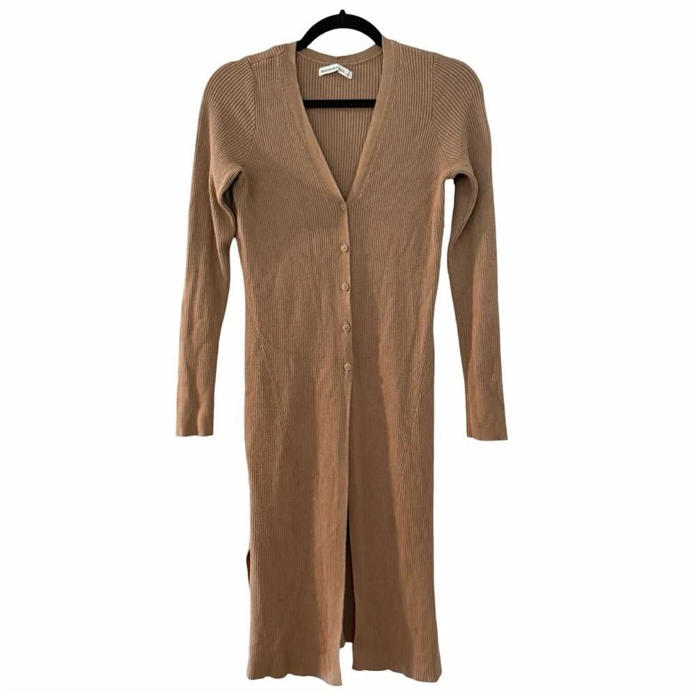 ABERCROMBIE Ribbed Long Sleeve Button Down Shirt Dress Sz M